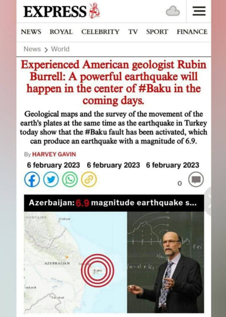Մոտ ժամանակներս ուժեղ երկրաշարժ է տեղի ունենալու Բաքվի կենտրոնում. Ամերիկացի երկրաբան